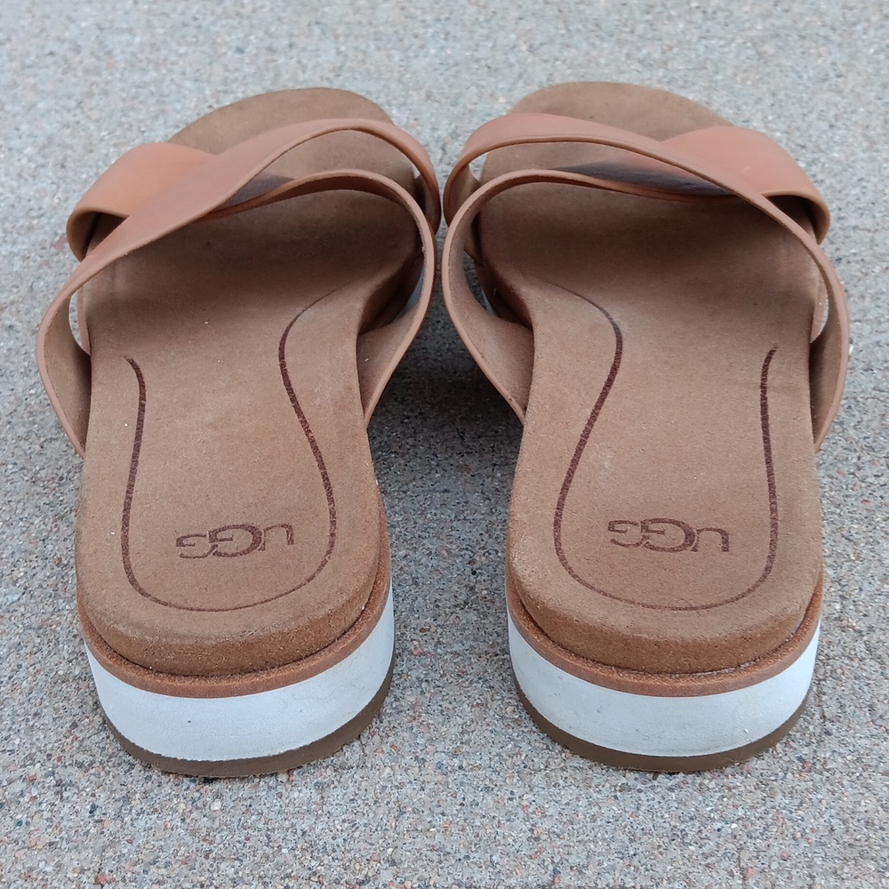 UGG Kari Slide Sandals Criss Cross Leather Strap Womens 6 - Picture 4 of 7